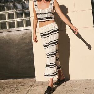 Free People Donni Sweater Set Midi Skirt Tank Crochet Coverup NWT